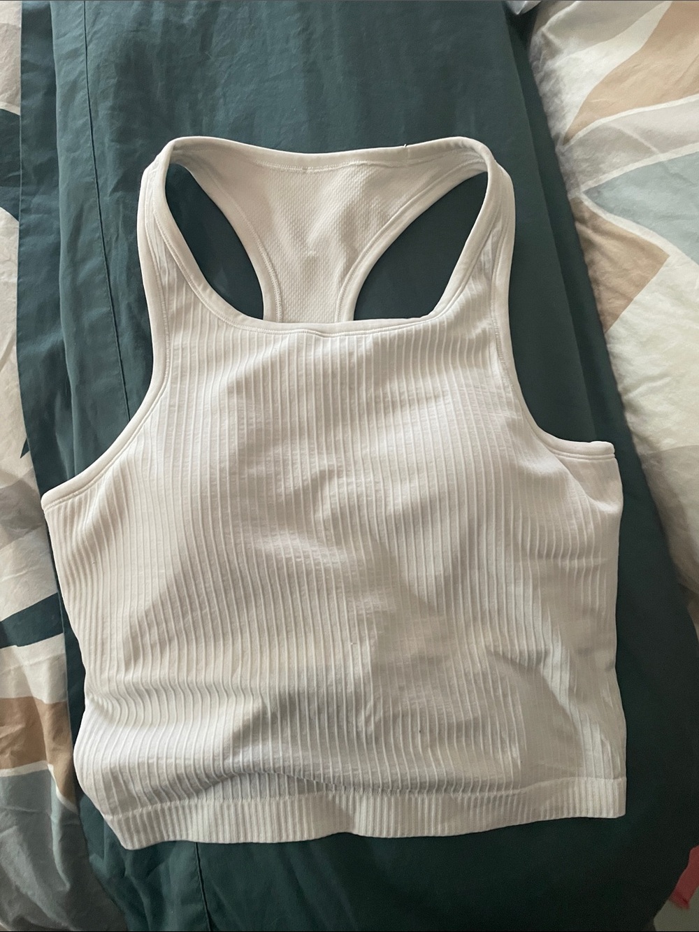 Ebb to Street  White Ribbed Racerback Crop Top